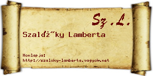 Szalóky Lamberta névjegykártya